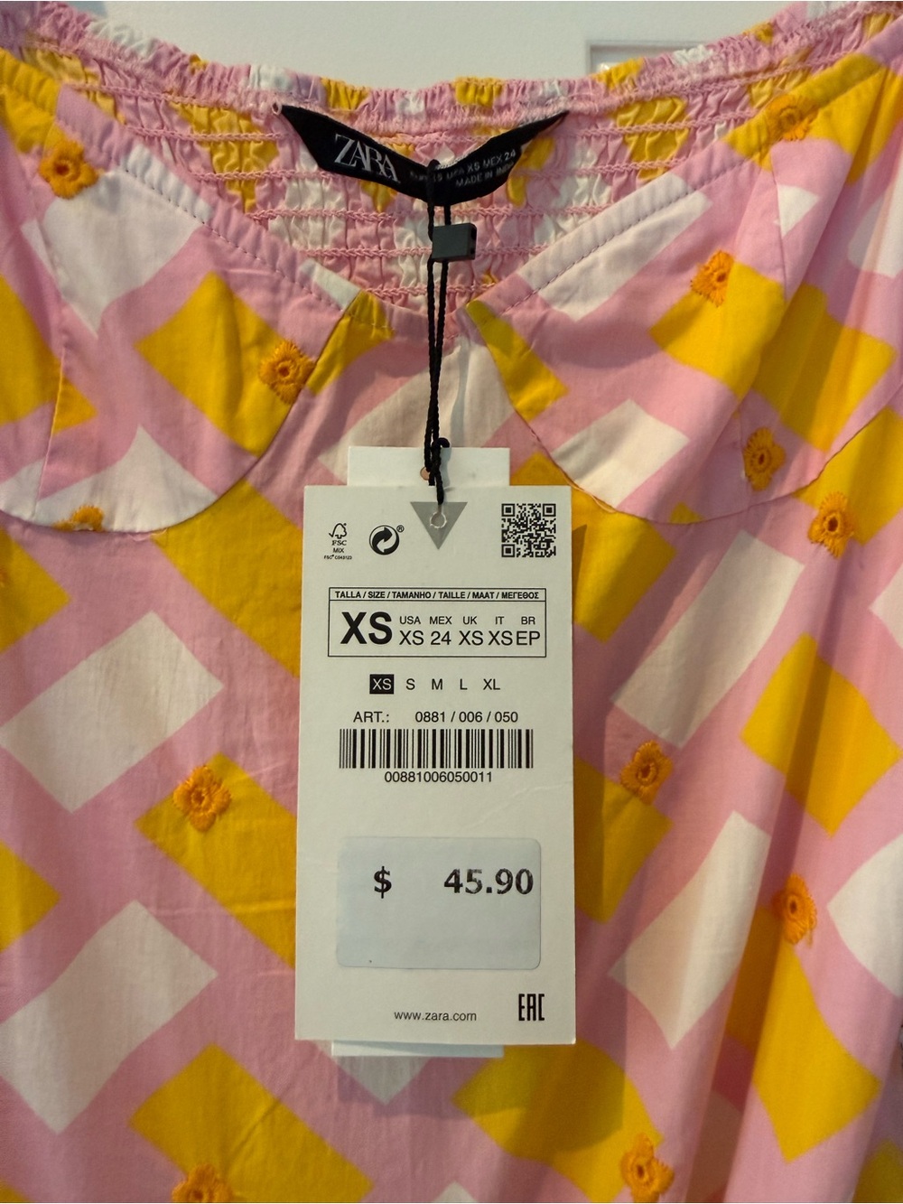 Zara Pink and Yellow Puff-Sleeve Bodysuit - Picture 2 of 2